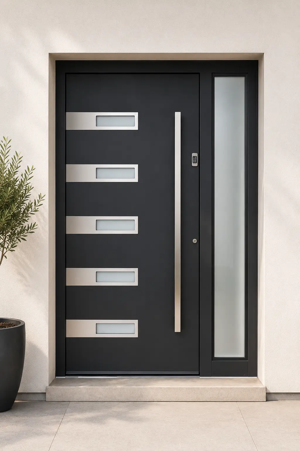 Anthracite Banded Door with Sidelight