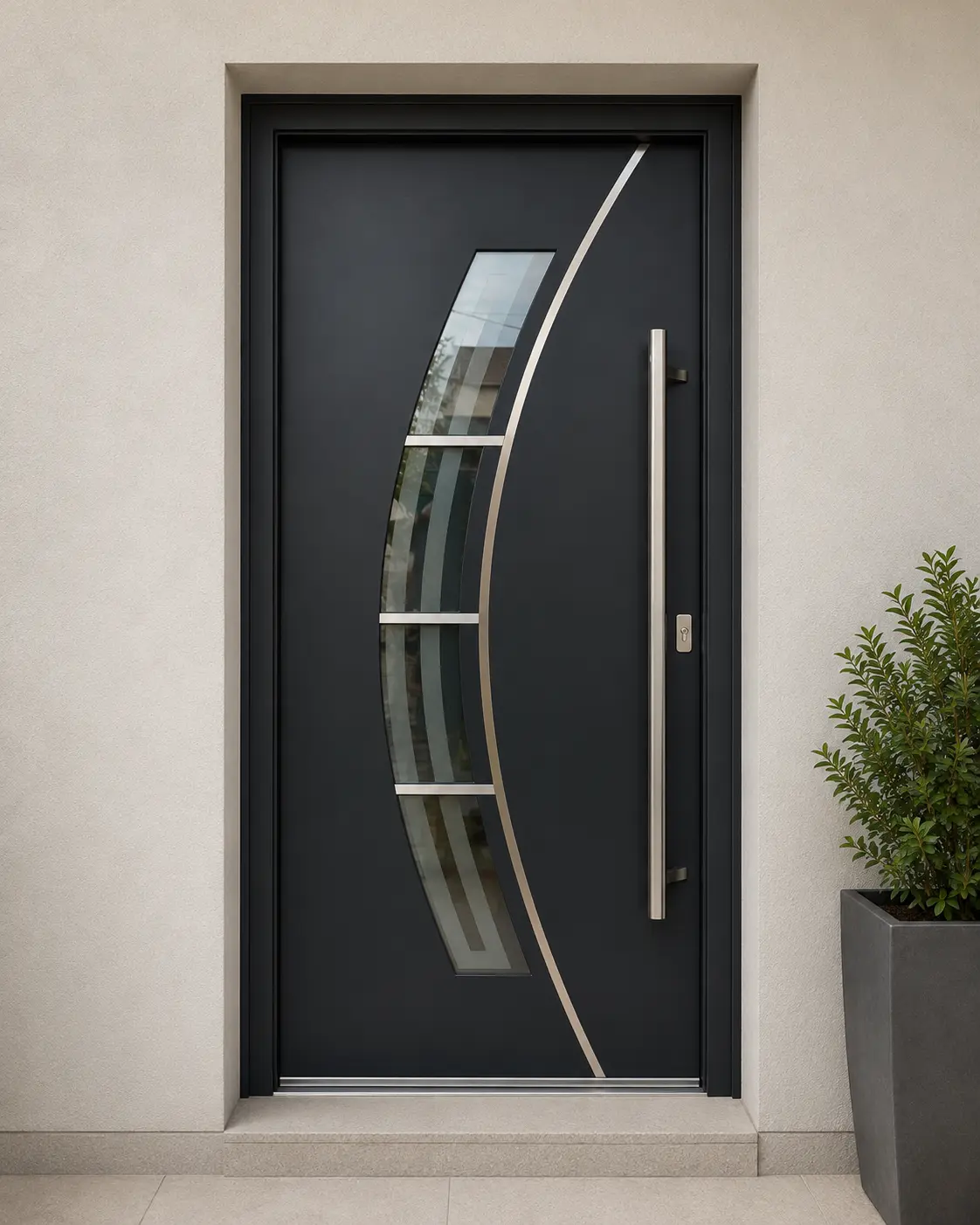 Anthracite Door with Curved Glass