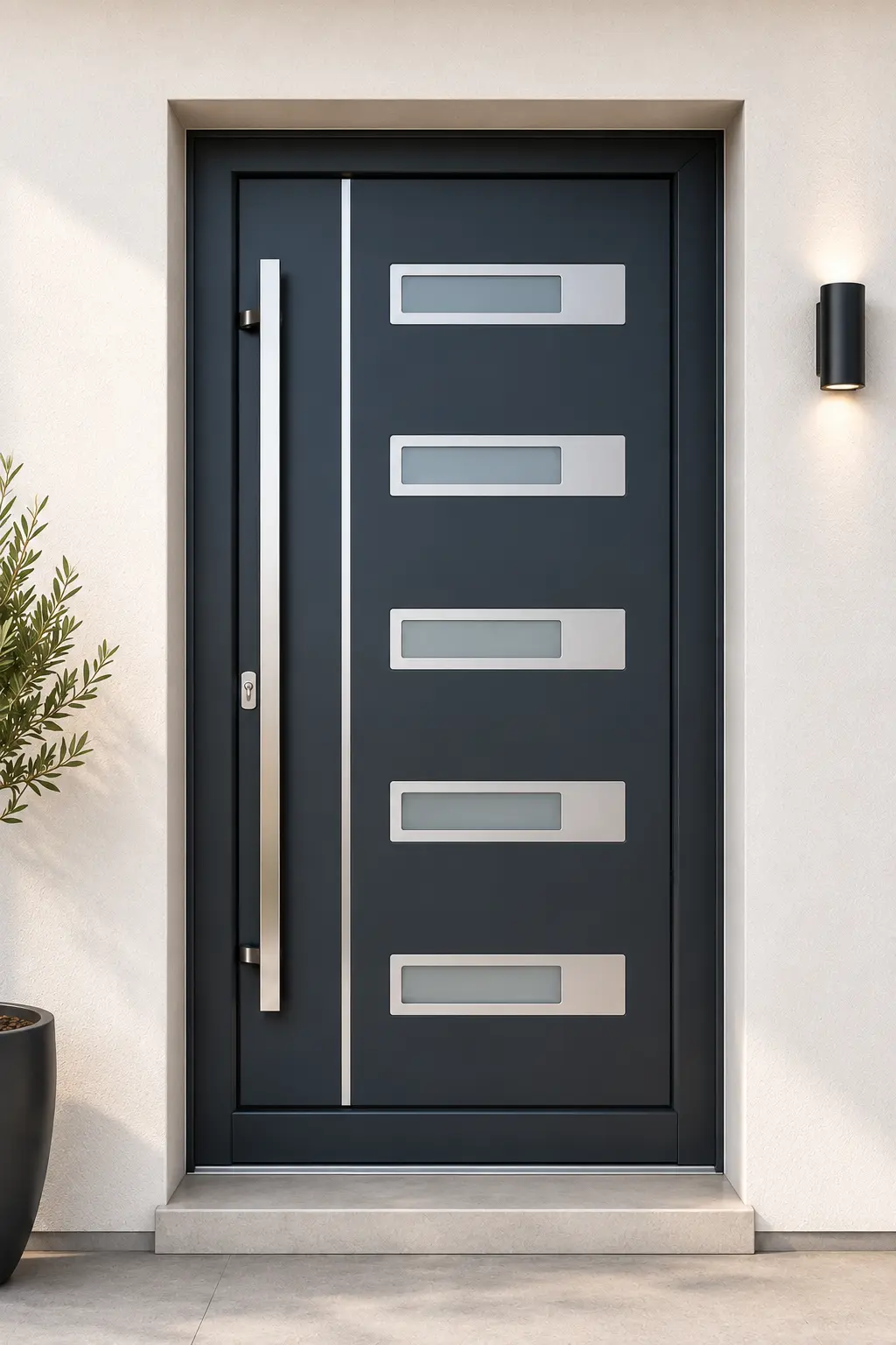 Anthracite Door with Framed Windows