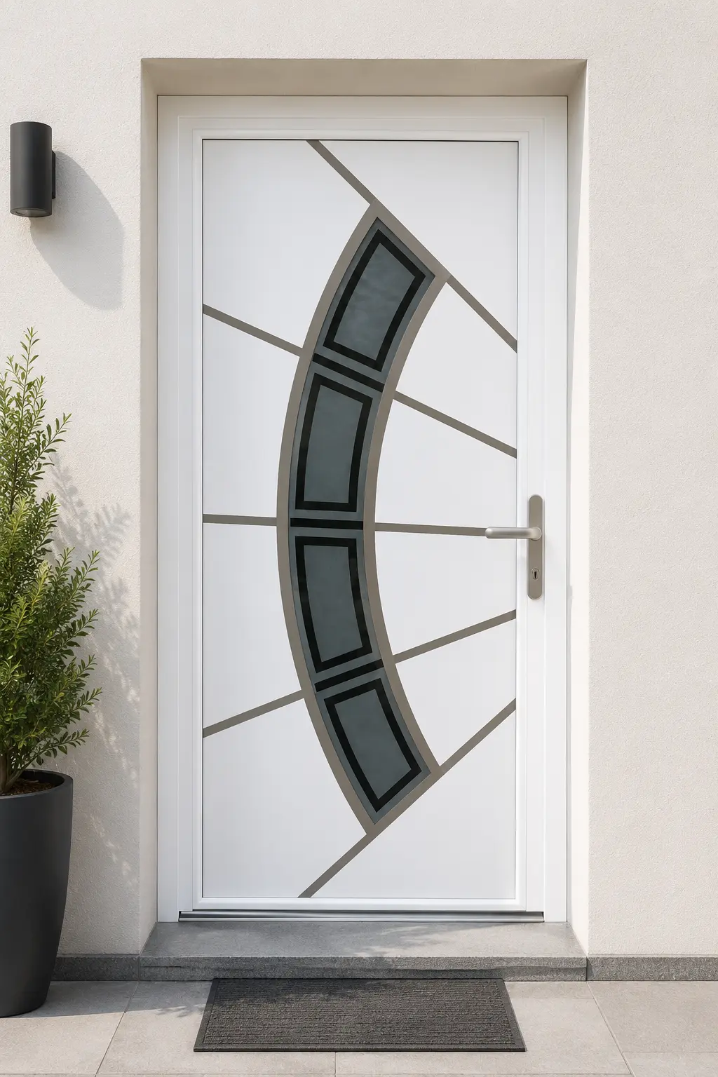 White Door with Curved Glass